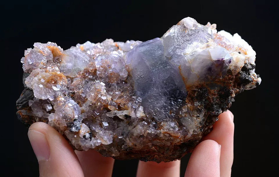 224g Natural Purple Fluorite & Pyrite Crystal Mineral Specimen/Inner  Mongolia