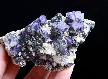 212gNatural Purple Fluorite &Arsenopyrite Crystal Mineral Specimen/Yaogang xian