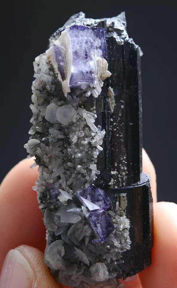 35gNatural Purple Fluorite Wolframite Crystal Mineral Specimen/YaogangxianChina