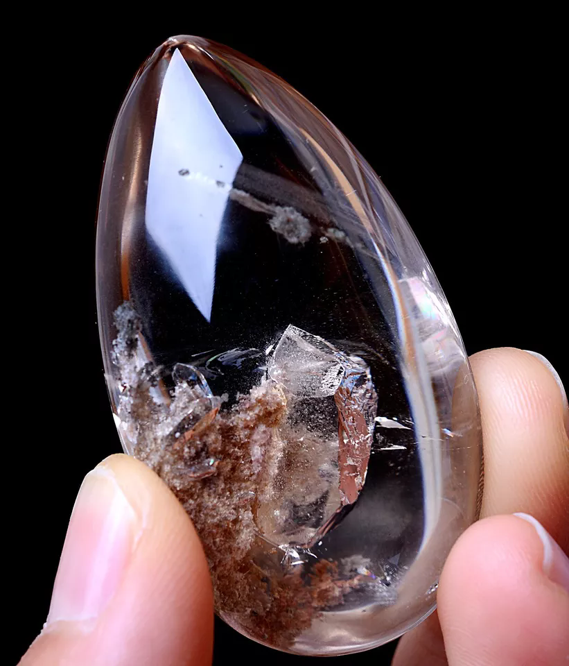 30.39g Natural Clear Gold Rutilated "Stone Inside Stone"Quartz Crystal  Pendant