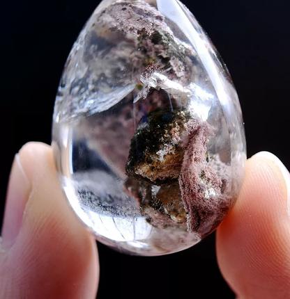23gNatural Clear Red Ghost Phantom Quartz Crystal Men And Women Pendant Healing
