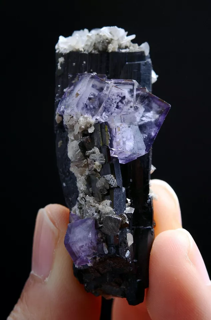 39gNatural Purple Fluorite Wolframite Arsenopyrite Mineral Specimen/Yaogangxian