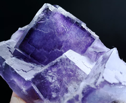 276g Natural Phantom Window Cube Blue Purple Fluorite Mineral Specimen/China