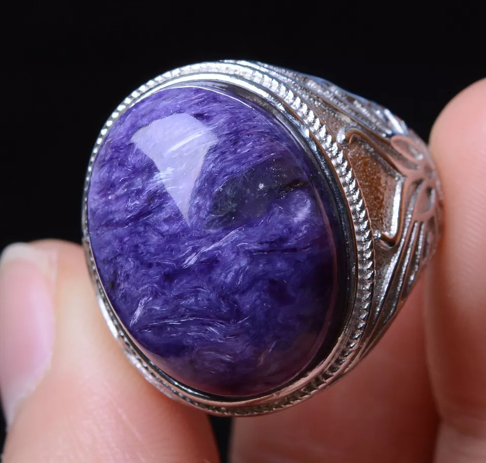 Genuine Natural Purple Charoite Crystal Adjustable Woman Ring  21*17*9mm