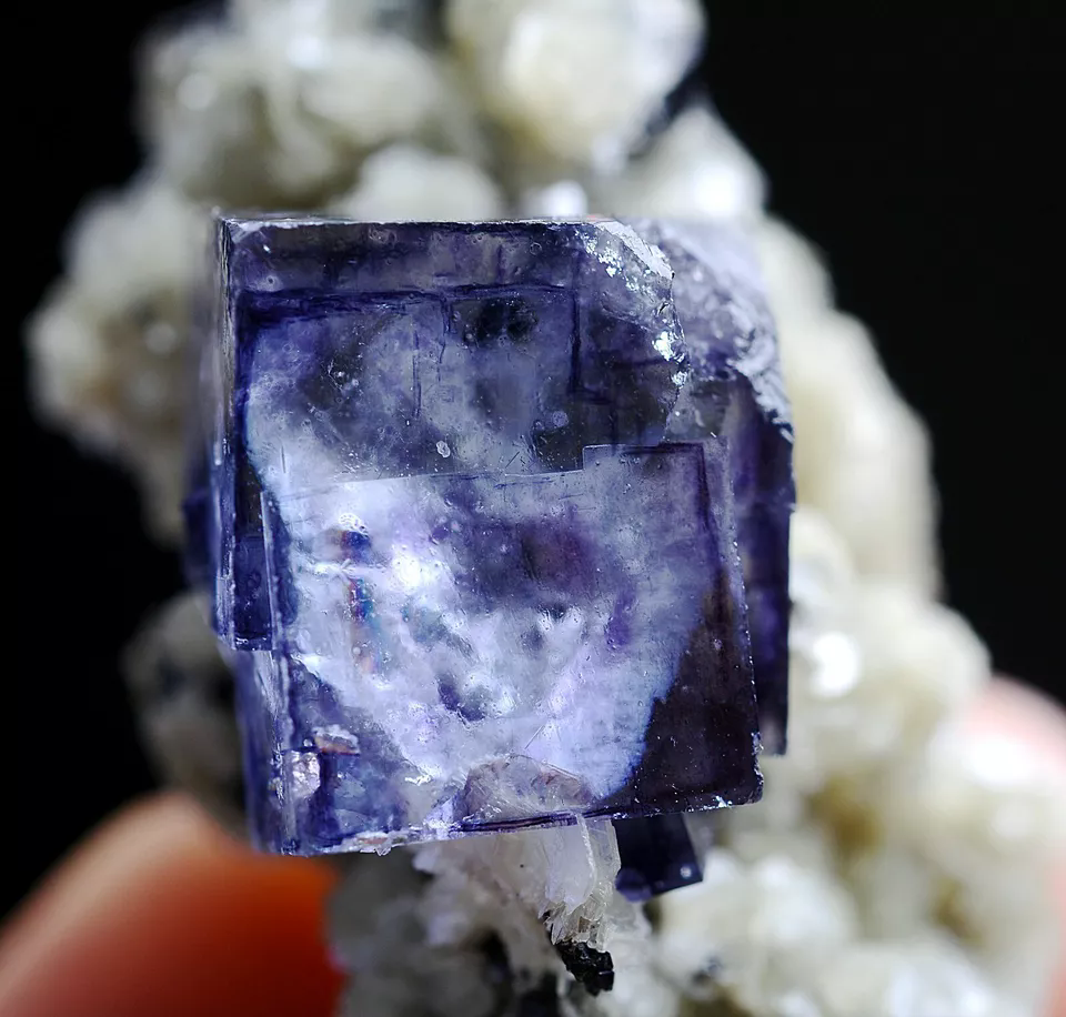 21gNatural Window Purple Fluorite Wolframite Mineral Specimen/Yaogangxian China