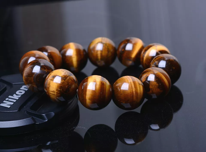 18mm Natural Brazil Yellow Tiger's Eye Men Gemstone Round Beads Men Bracelet