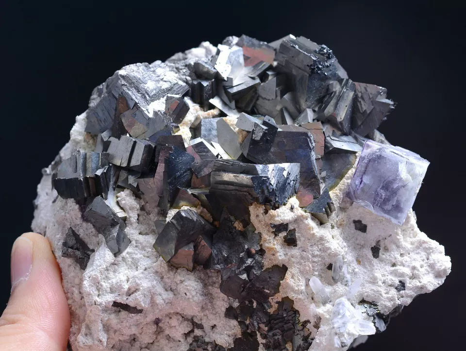 665g Natural Arsenopyrite & Purple Fluorite Mineral Specimen /Yaogangxian China