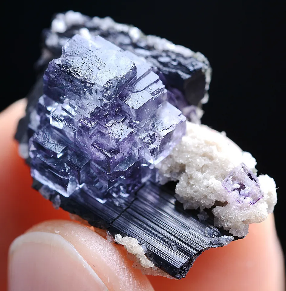 7.1g Natura Clear Purple FLUORITE Wolframite Mineral Specimen/Yaogangxian China