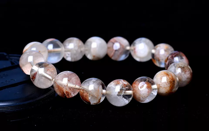 Natural Colorful Ghost Phantom Quartz Crystal Cure Jewelry Men Bracelet 13.5mm