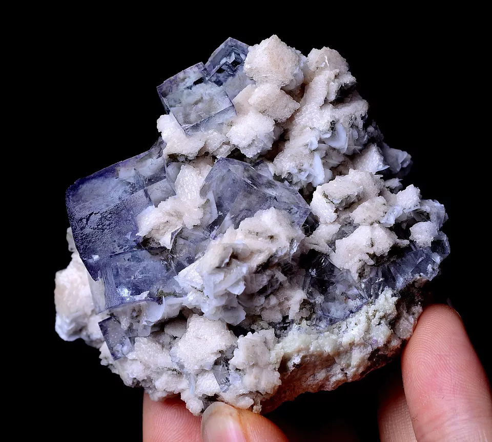 156.20gRARE! NATURAL PURPLE CUBIC FLUORITE & CALCITE SYMBIOTIC MINERAL SPECIMEN