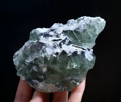 449g Natural Clear Green Fluorite & Crystal Mineral Specimen/Xianghualing China