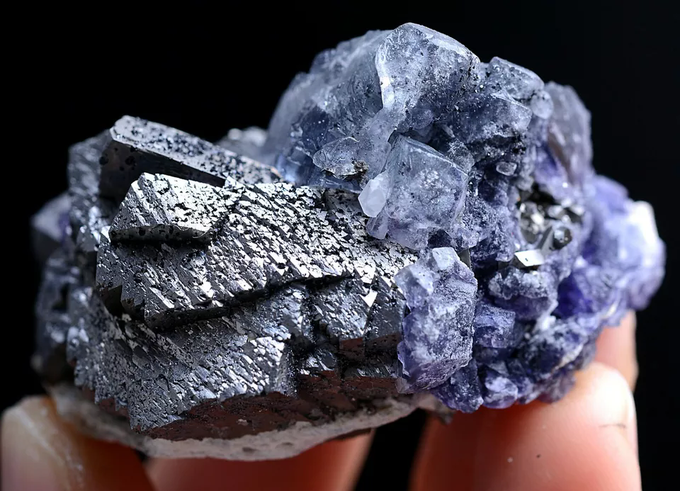 88gNatura Rare Purple Fluorite Arsenopyrite Mineral Specimen/Yaogangxian China