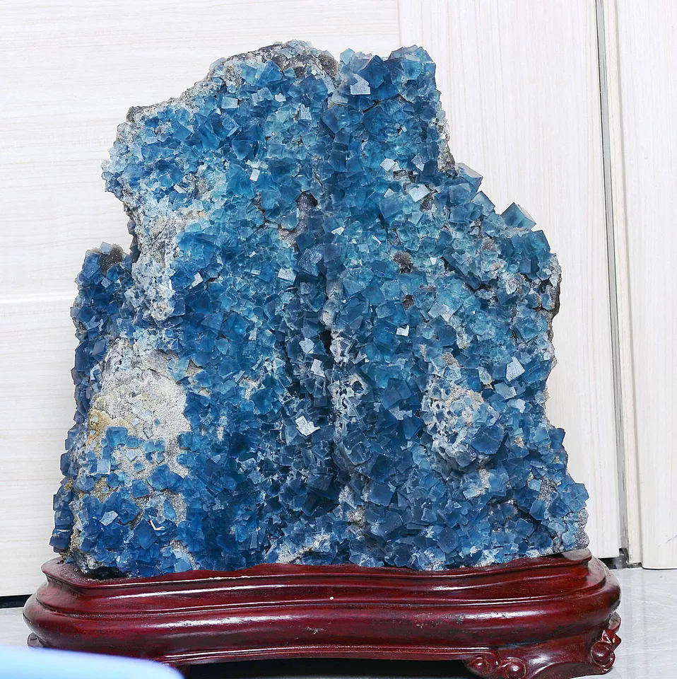 66.15lb Natural Transparent Blue Cube Fluorite CRYSTAL  Mineral Specimen/ China