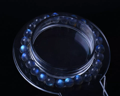 Beautiful Quality Natural Moonstone Blue Light Crystal Beads Bracelet 7.5mm