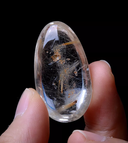 14.06g Natural Clear Rutilated "Stone Inside Stone"Quartz Crystal Pendant