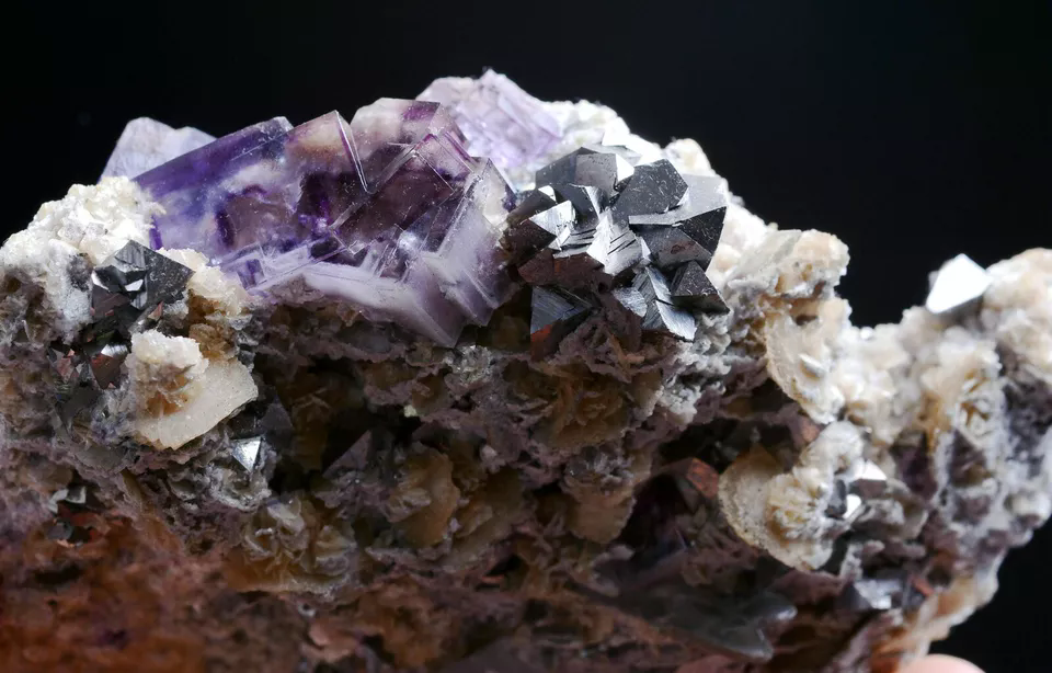 135.g Natural Window Purple Fluorite Arsenopyrite Mineral  Specimen/Yaogangxian