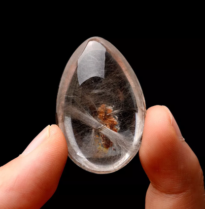 15.8g  Natural Beautiful Silver Rutilated Quartz Titanium Crystal WomanPendant