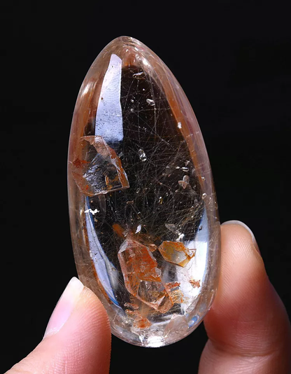 Natural Clear Gold Rutilated "Stone Inside Stone"Quartz Crystal Pendant 41.57g