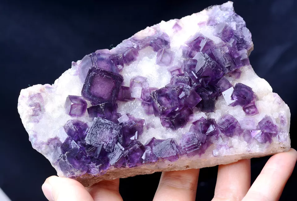 398g NEWLY DISCOVERED RARE PURPLE FLUORITE CRYSTAL CLUSTER MINERAL SAMPLES