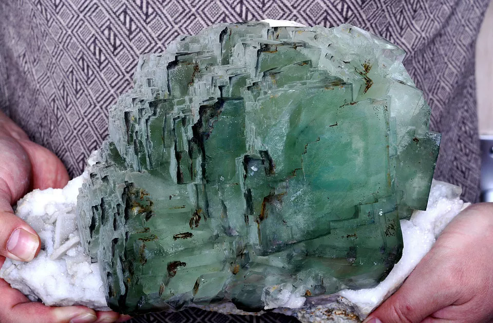 18.3LB Natural Phantom Window Green Cubic Fluorite Mineral Specimen/ China