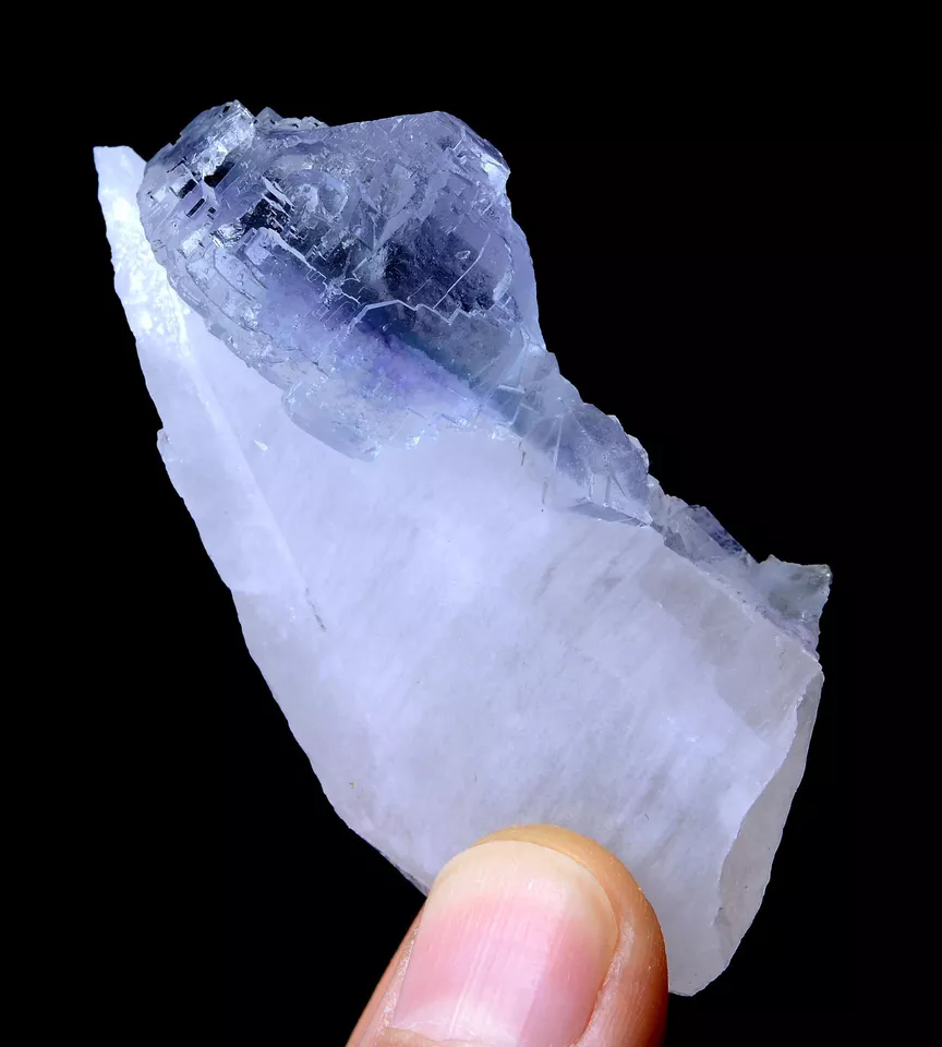 ATURAL TRANSPARENT GEM LEVEL CRYSTAL & PURPLE FLUORITE MINERAL SAMPLES 47.13g