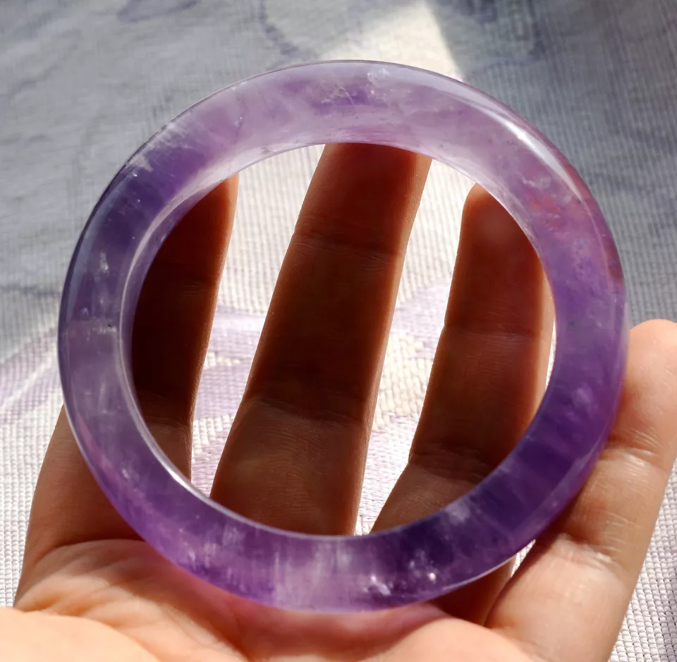 Natural Lavender Amethyst Crystal Woman Healing  Bangle Inner Diameter 59mm