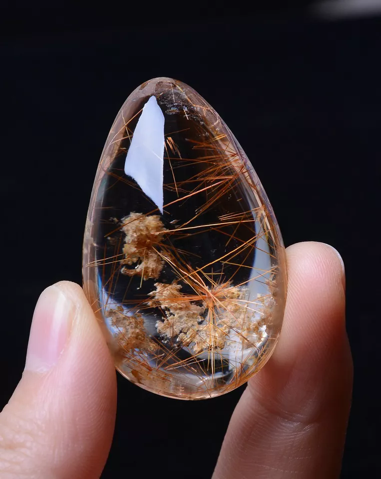 124.70ct Natural Rare Gold Rutilated Quartz Crystal Woman Cure Powerful Pendant