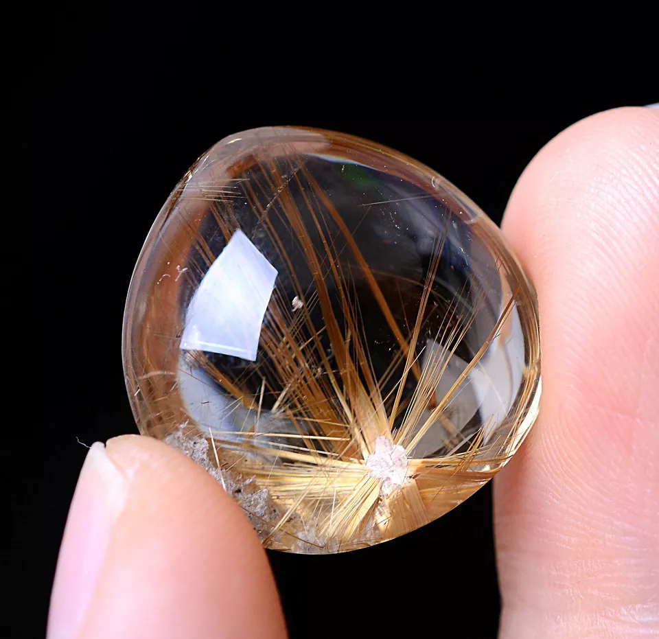 31.55ct Natural Gold Rutilated Quartz Crystal Woman & Men Cure Powerful Pendant