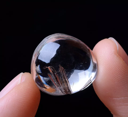 22.15ct Natural Black Rutilated Quartz Crystal Woman Men Cure Powerful Pendant