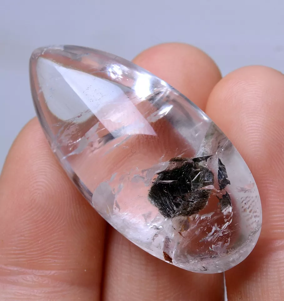 63.25ct RARE NATURAL Clear Mica Quartz "Stone in Stone" Crystal Pendant Healing