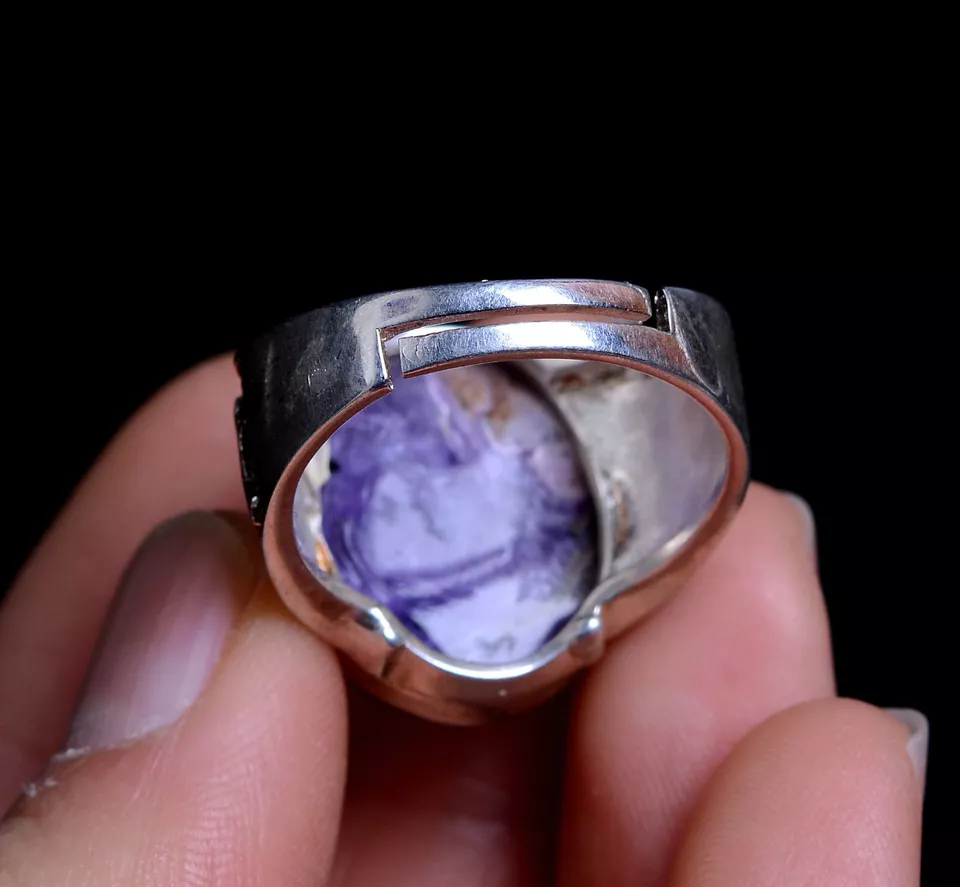 39.60ct Beautiful Genuine Natural PURPLE CHAROITE Crystal Adjustable Woman Ring