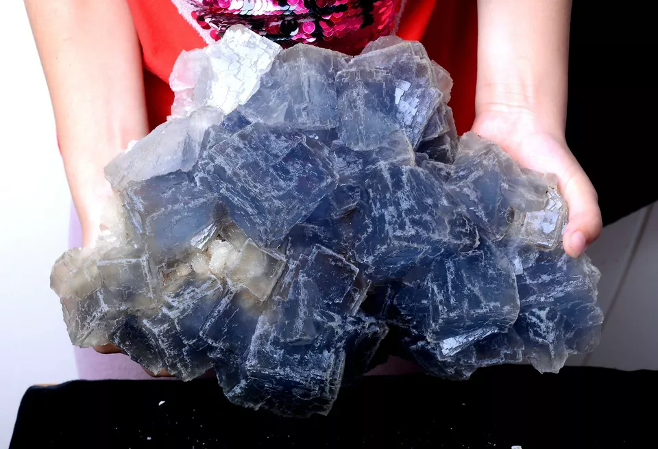 9.7LB New Find Transparent Blue Cube Fluorite Crystal Cluster Mineral Specimen