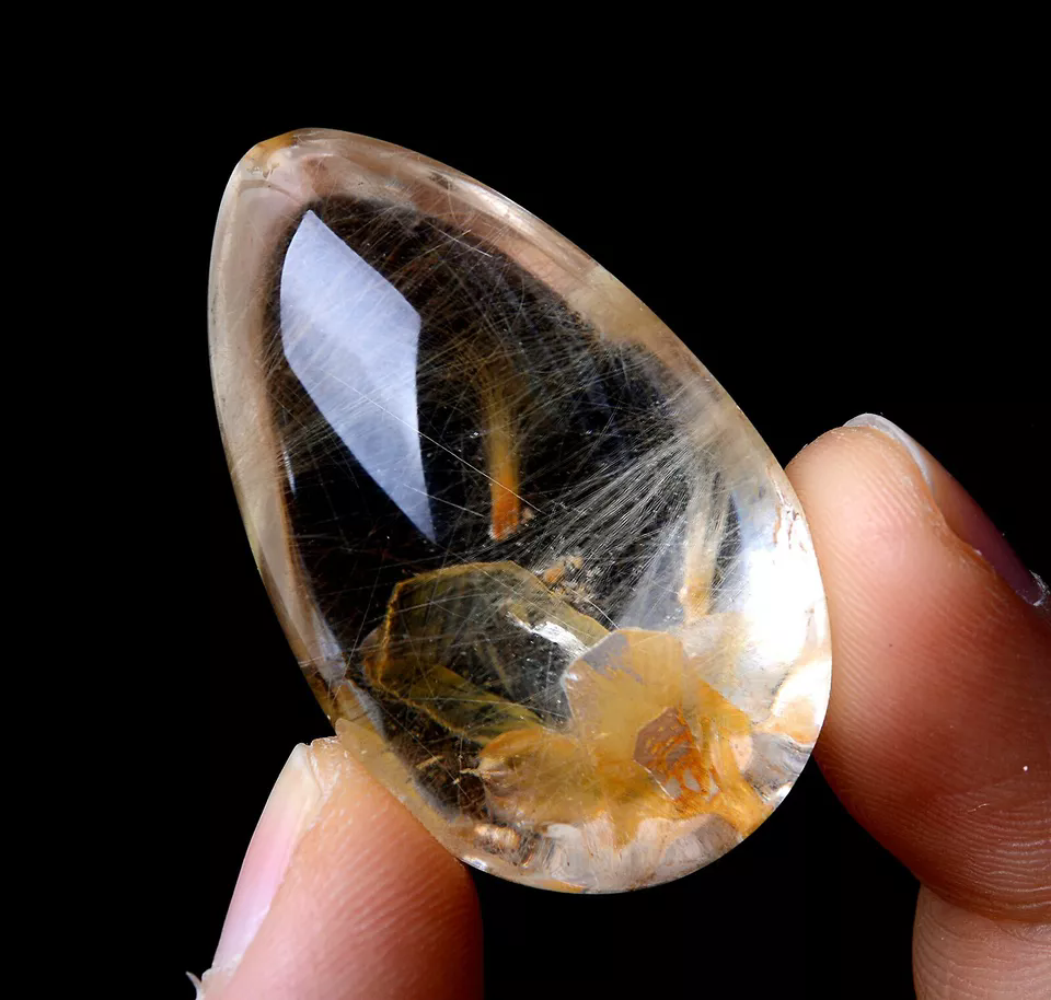 Natural Gold Hair Rutilated "Stone Inside Stone"Quartz Crystal Pendant 97.95ct