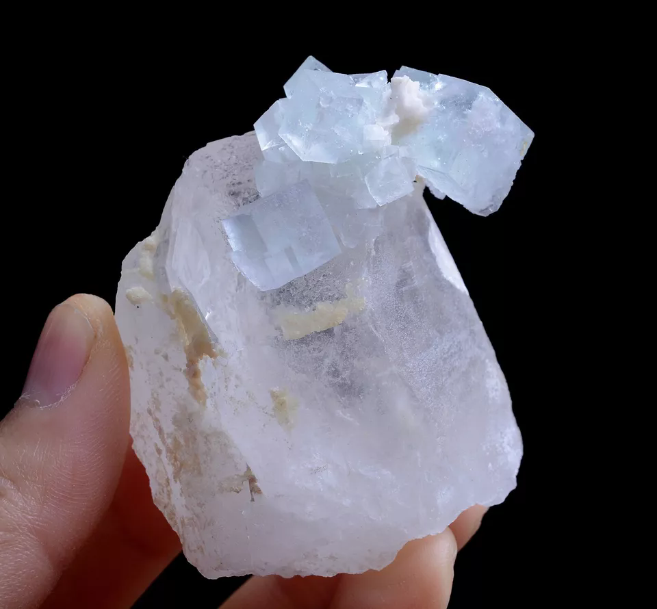 81g Natural Blue And White Porcelain Fluorite & Crystal Mineral Specimen/China