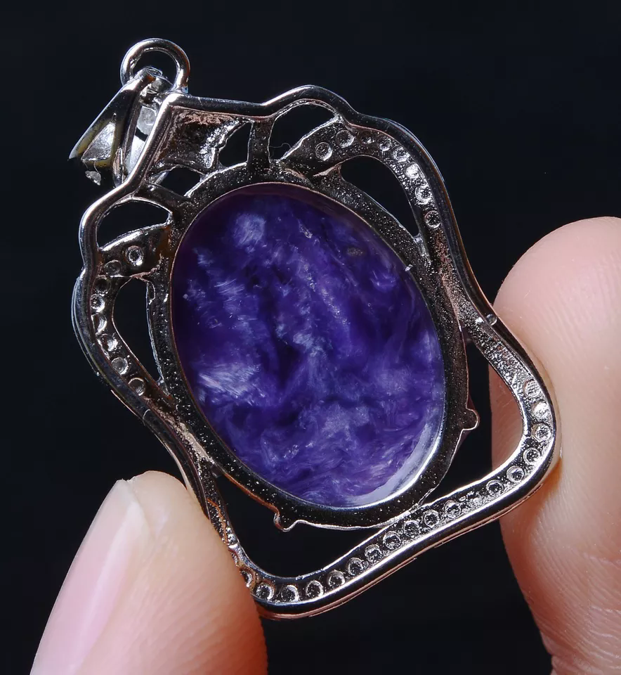 Genuine Natural Purple Charoite Crystal  Gemstone Woman Cure Pendant 28.90ct