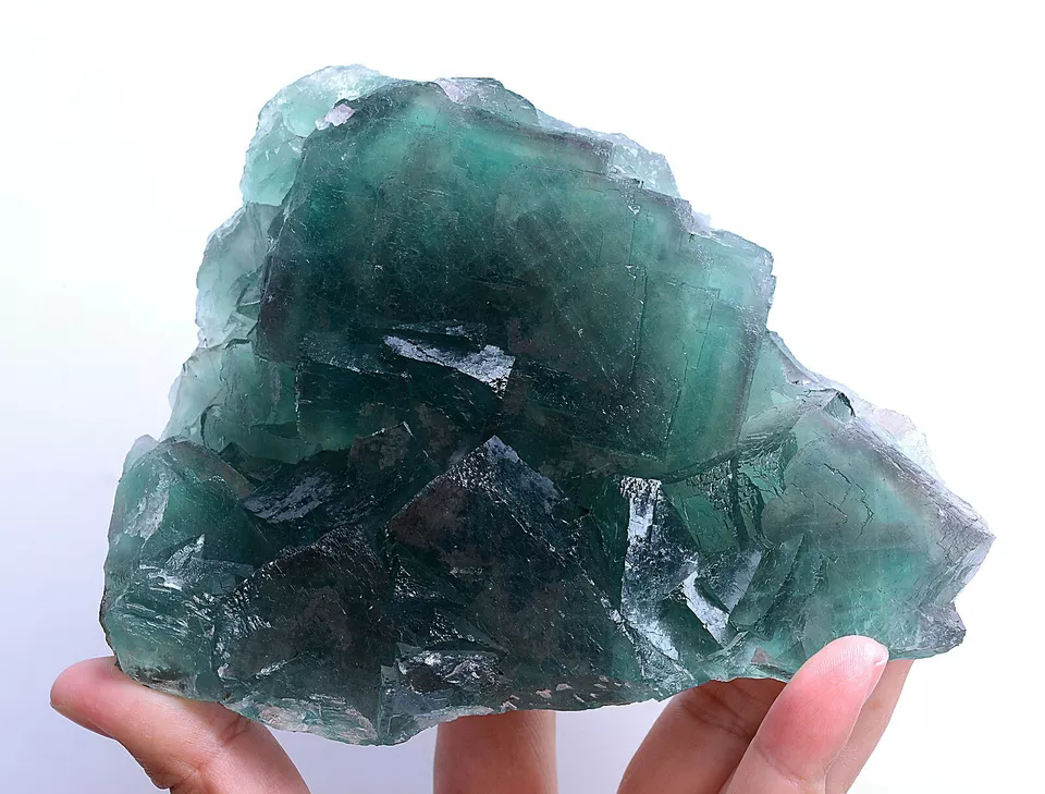 1256g Natural Phantom Window Green Cubic Fluorite CLUSTER Mineral  Specimen