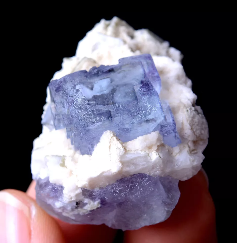 25g RANSPARENT GEM LEVEL Ladder-Like PURPLE FLUORITE CRYSTAL MINERAL  SPECIMEN