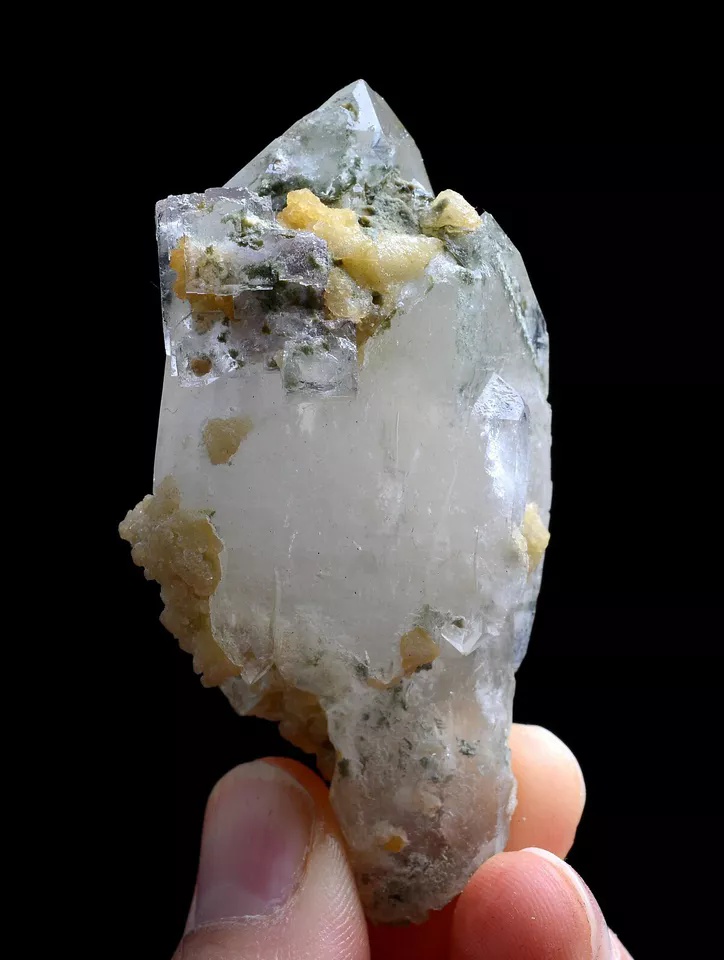 52gNatural Green Ghost Quarte Crystal & Purple Fluorite Mineral Specimens/China