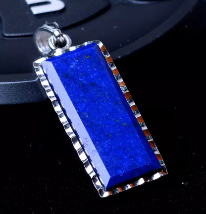 Natural Royal Blue Lapis Lazuli Gems Rectangle Silver Quartz Crystal  21CT