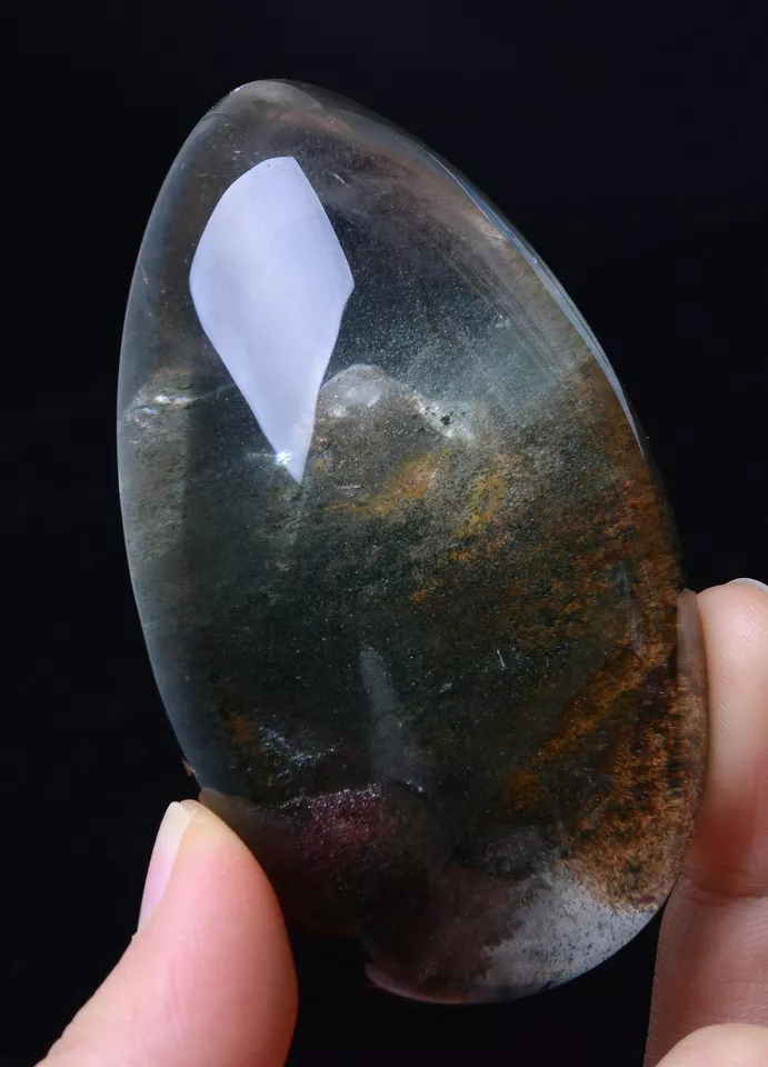 NATURAL GREEN GHOST QUARTZ CRYSTAL "STONE INSIDE STONE" MEN PENDANT  136.75g