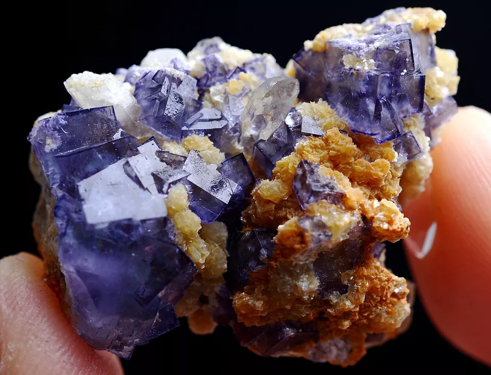 11g Natura Rare Purple FLUORITE & Calcite Crystal Mineral Specimen/ Yaogangxian