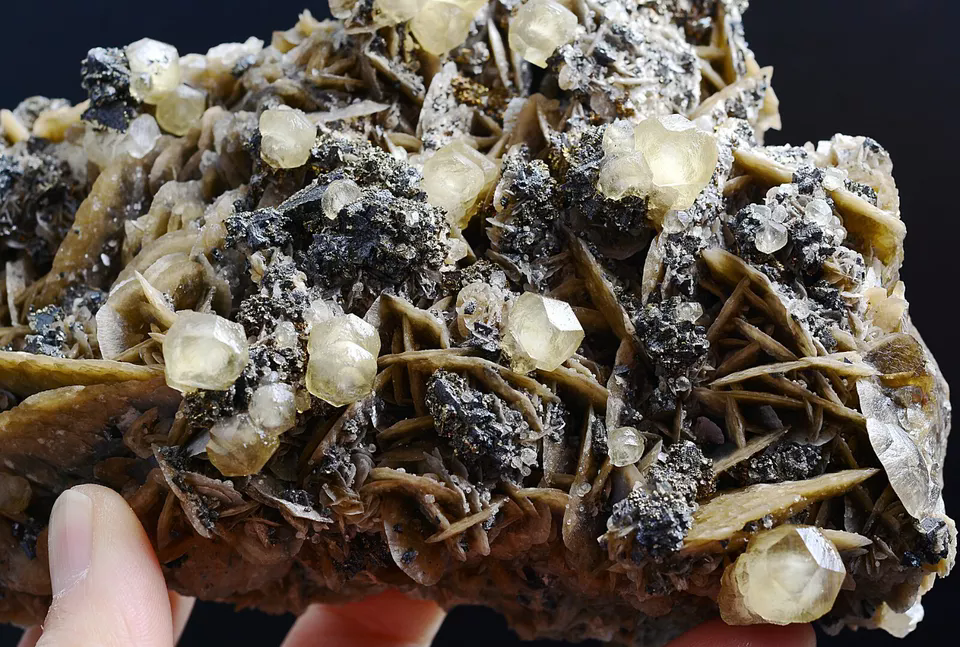 956g Natural Yellow Calcite & Pyrite CLUSTER Mineral Specimen/ China