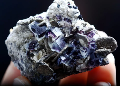 58.g Natural Phantom Purple FLUORITE Pyrite Mineral Specimen/Inner Mongolia