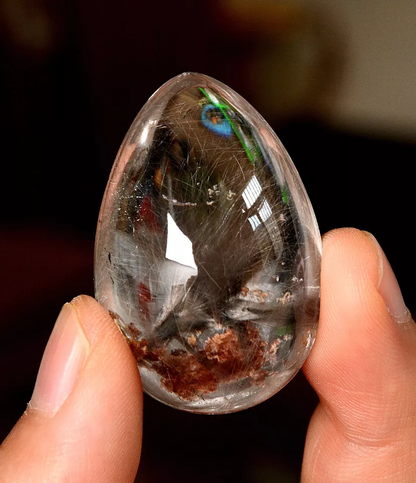 16.48g Natural Beautiful Silver Rutilated Quartz Titanium Crystal Pendant