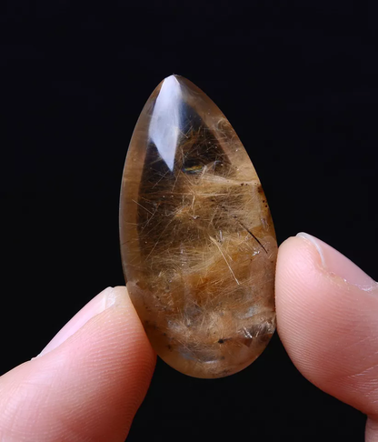 46.2ct Natural Gold Rutilated Quartz Crystal Woman Men Cure Powerful Pendant