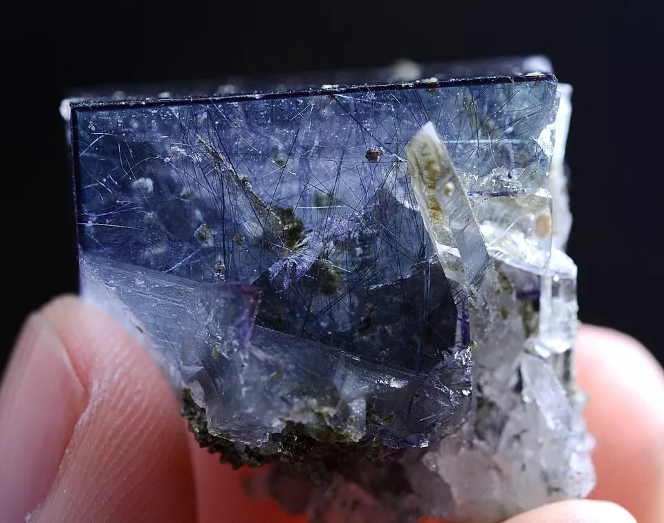 26g Natural Bismuthinite Purple FLUORITE  Pyrite Mineral  Specimen/Yaogang xian