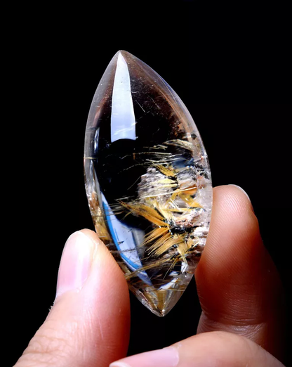 Natural Gold Rutilated Quartz Crystal Woman Men Cure Powerful Pendant  22.3g