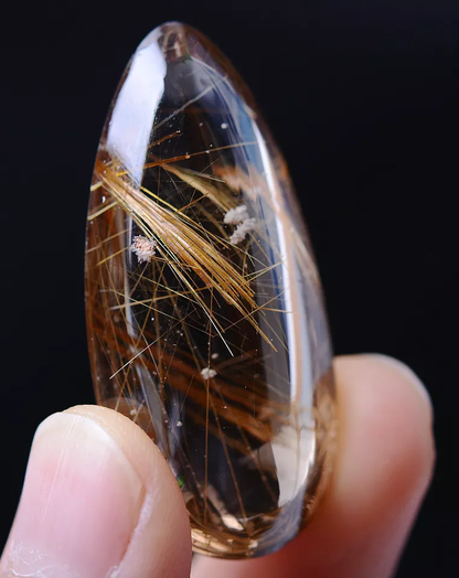 15.04g  AA++Natural Clear Quartz Gold Hair Rutilated Crystal Healing Pendant