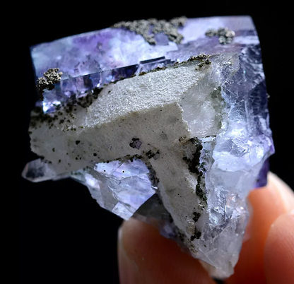 20g Natura Clear Purple FLUORITE & Pyrite Mineral Specimen/Yaogangxian China