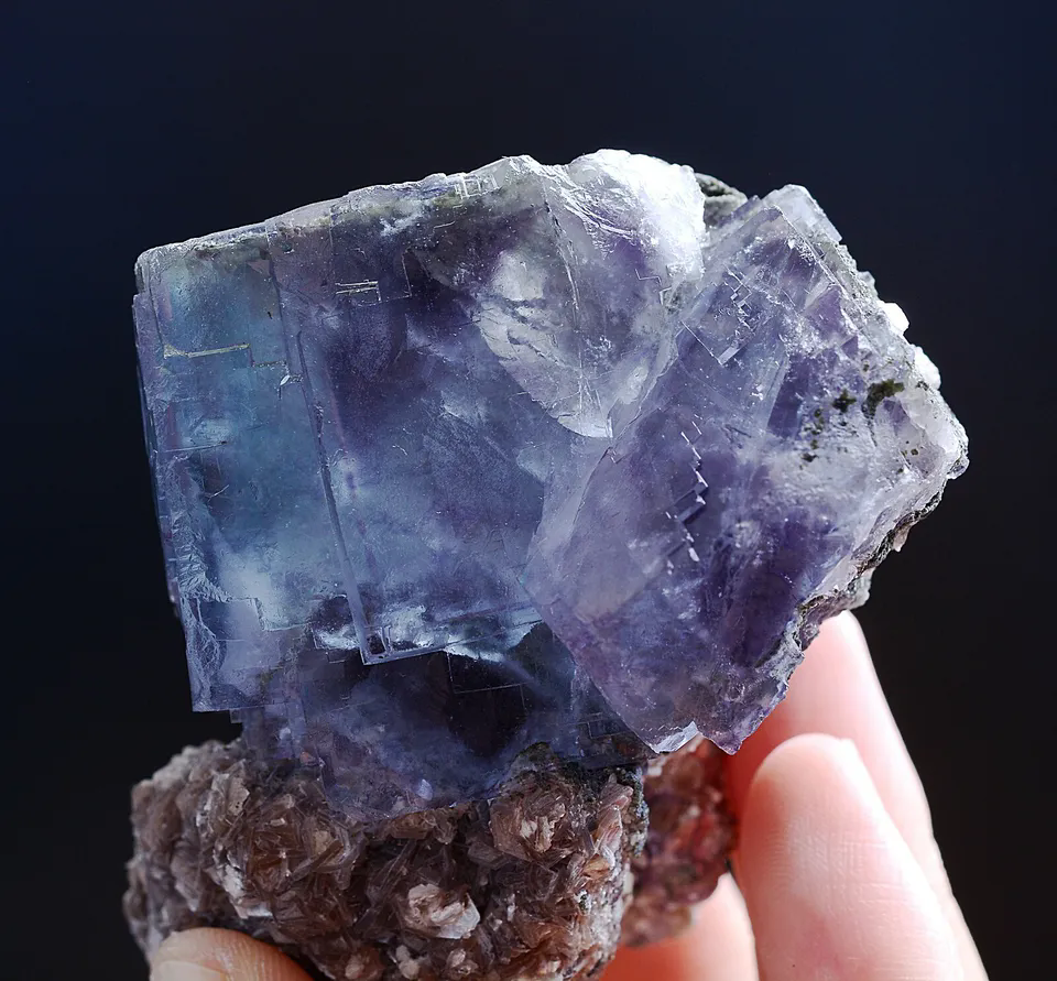 246g Natural Window Purple Fluorite & Calcite Mineral Specimen/ YaogangxianChina